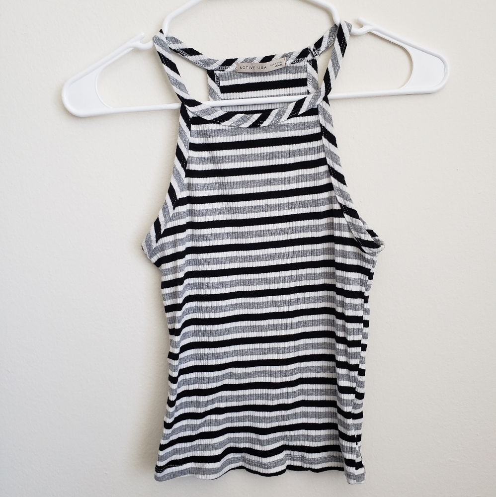 Black and white striped tank top